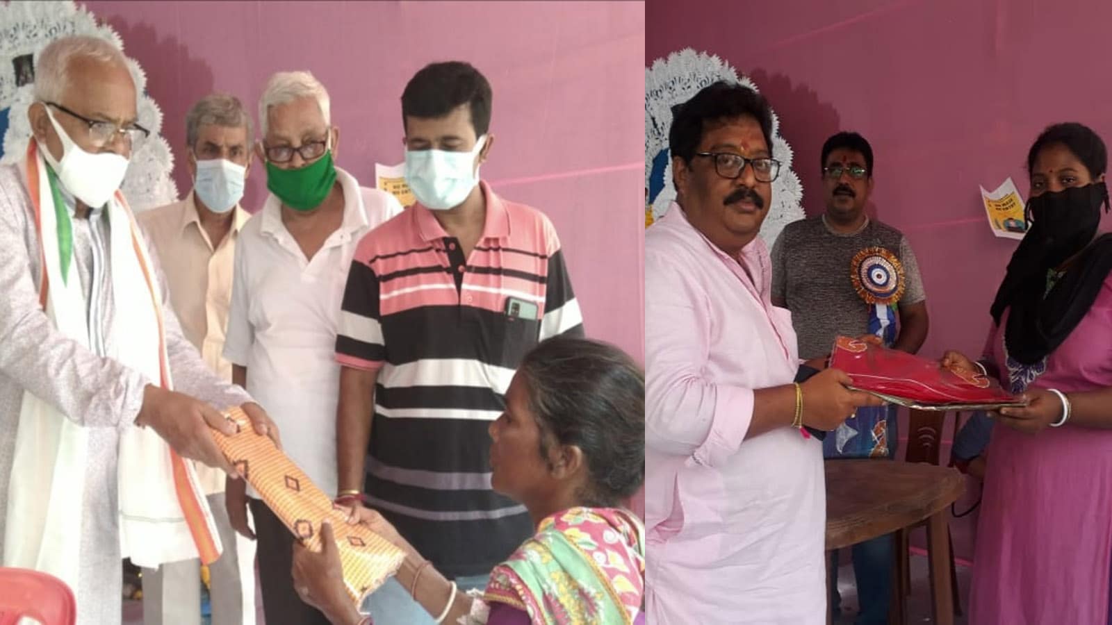 এদিন বারাসত নবপল্লী কাঁঠালতলা দুর্গাপুজো মন্ডপে এসে শতাধিক মানুষের হাতে বস্ত্র তুলে দেন বারাসাতের পুর প্রশাসক সুনীল মুখার্জি ও জেলা তৃণমূলের সভাপতি অশনি মুখার্জি